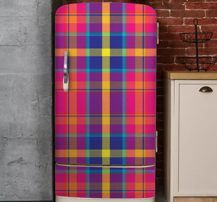 Vinilo para nevera Patrón de cuadros de colores - TenVinilo