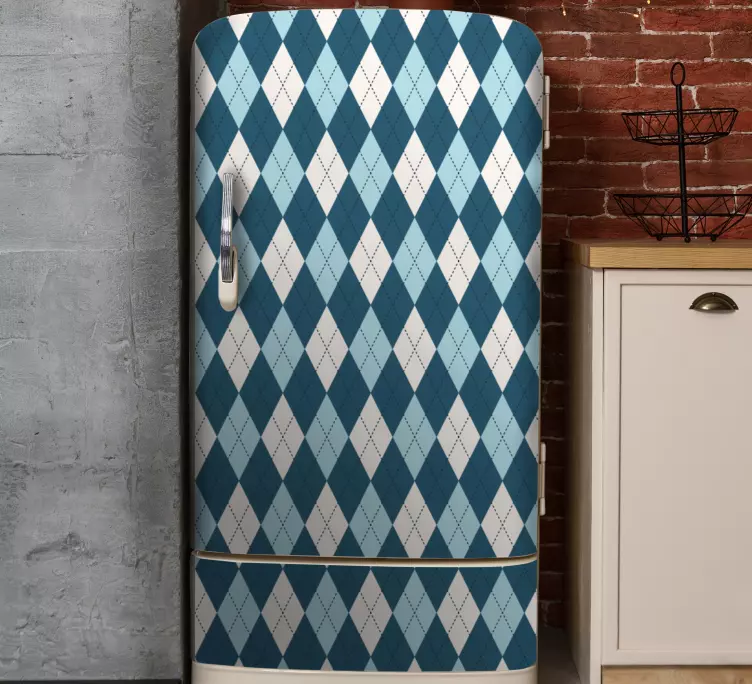 Vinilo para nevera Patrón de diamante azul - TenVinilo