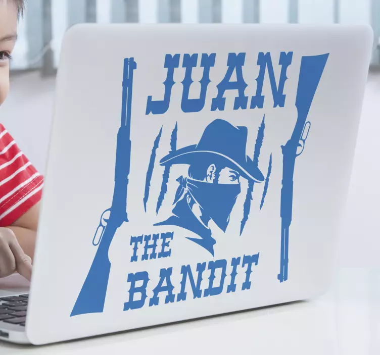Pegatina para portátil juan el bandido, nombre personalizado - TenVinilo