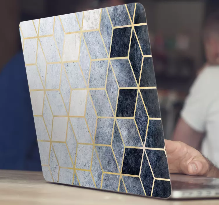 Vinilo para portátiles Abstact patrón cúbico azul - TenVinilo