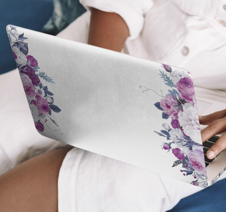 Vinilo para portátiles Marco de flores - TenVinilo