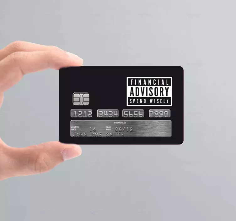 Vinilo tarjeta de crédito Advertencia de tarjeta de crédito negra - TenVinilo