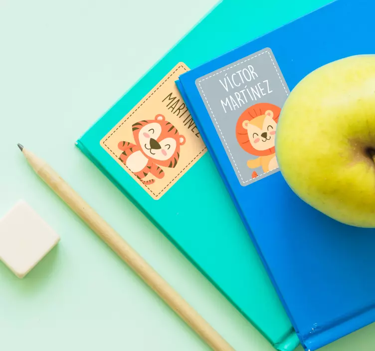 Pegatinas para libretas de animales y nombre - TenVinilo