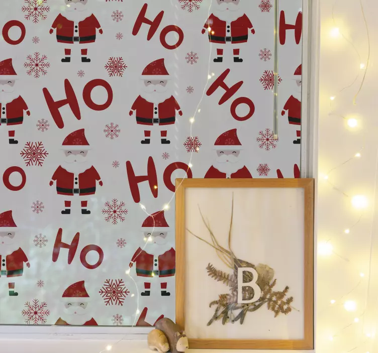 Vinilo ventana Patrón de santa claus y hohoho - TenVinilo