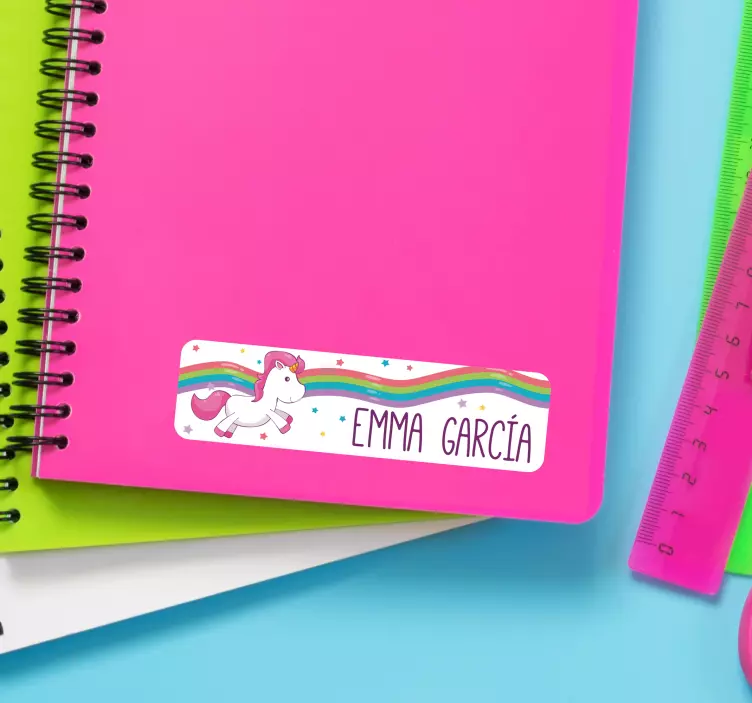 Pegatinas personalizadas libreta unicornio - TenVinilo