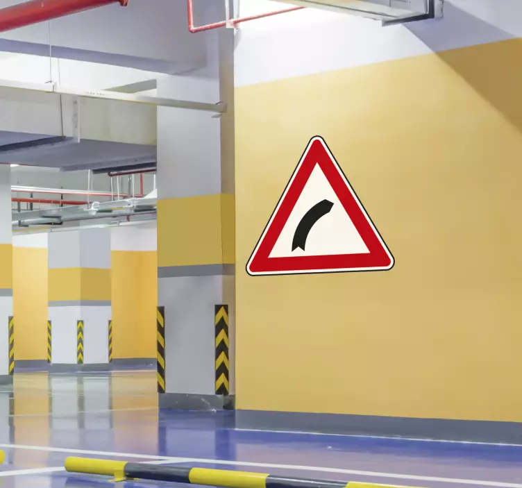 Señal adhesiva tráfico indicador de dirección curvo - TenVinilo