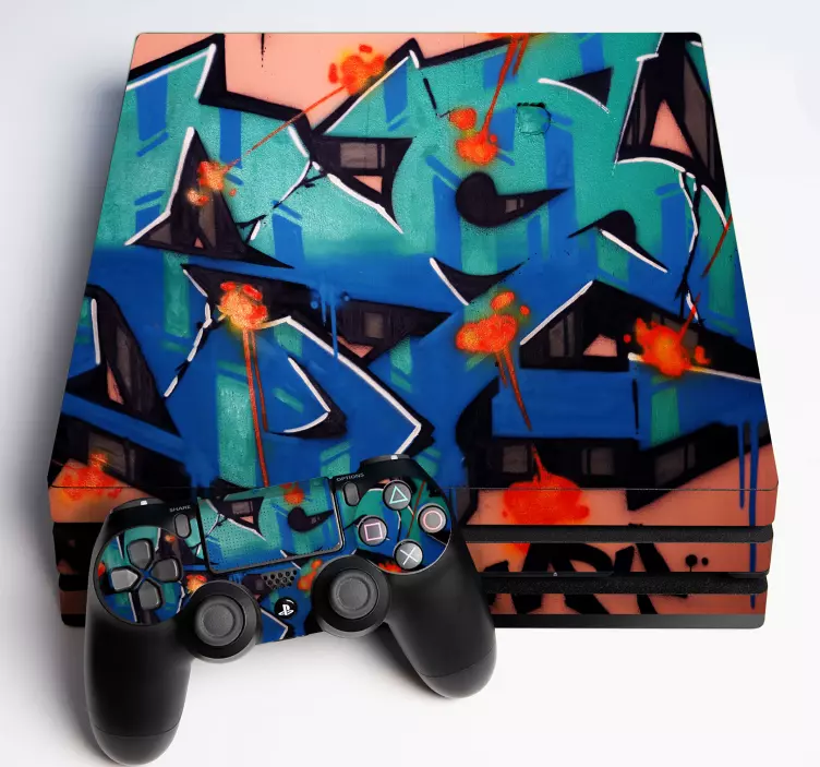 Skin ps4 patrón graffiti vibrante - TenVinilo