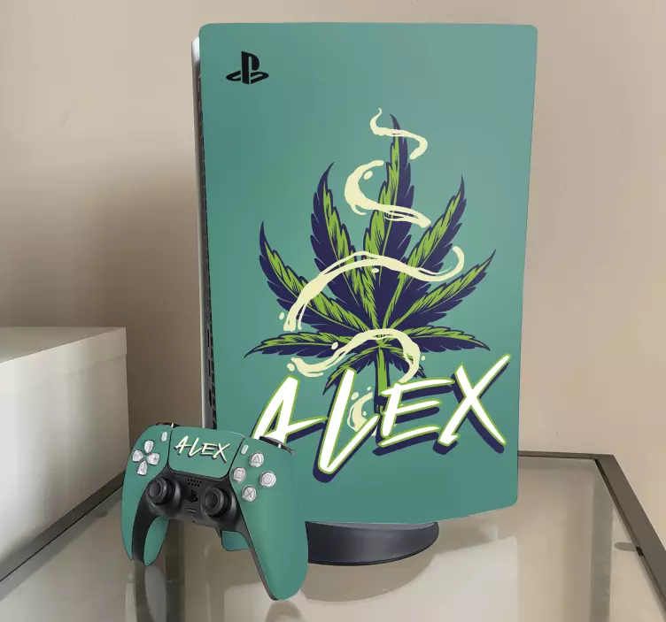 Skin PS5 hoja de marihuana personalizada - TenVinilo