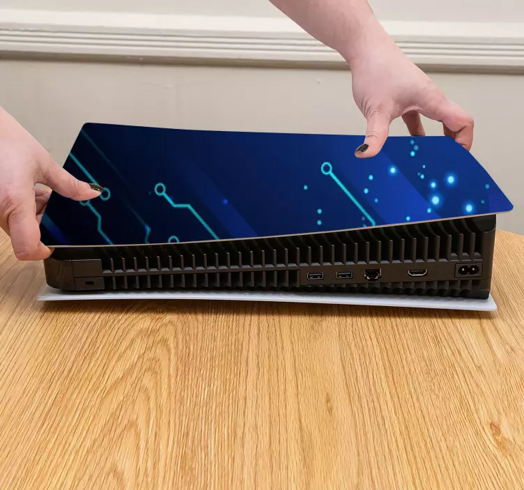 Skin PS5 patrón de circuito azul - TenVinilo