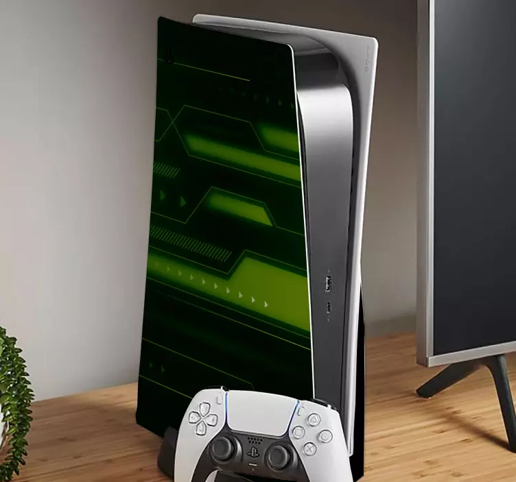 Skin ps5 patrones de tecnología verde - TenVinilo