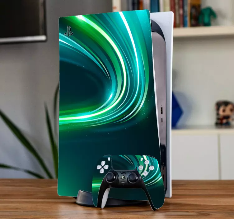 Skin ps5 remolinos verdes dinámicos - TenVinilo