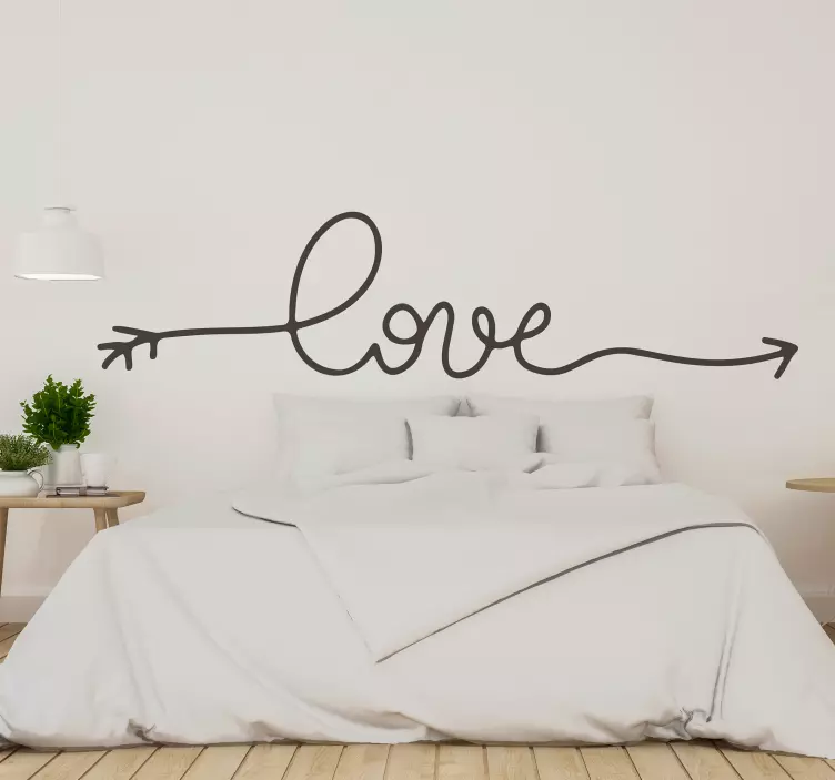 Vinilo pared dormitorio frase amor flecha Love - TenVinilo