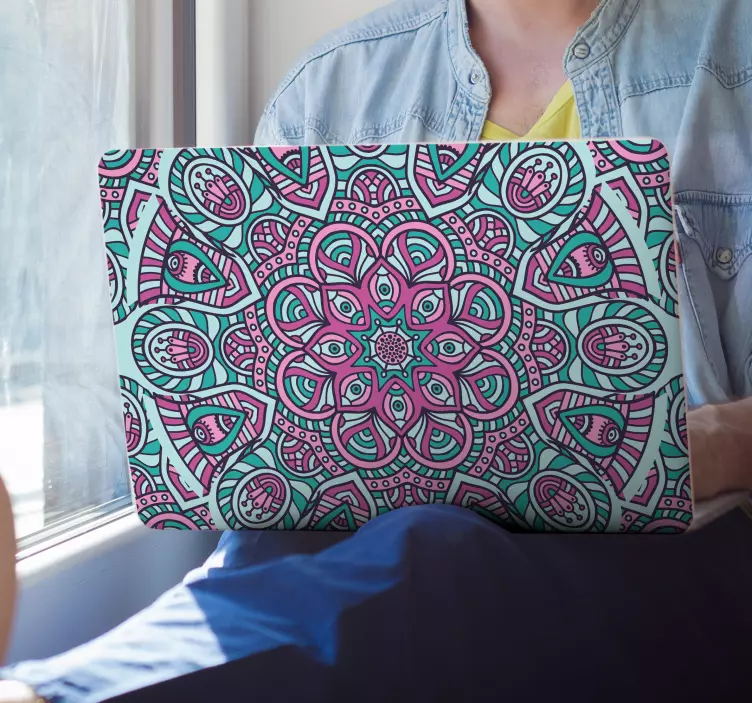 Vinilo para portátil mandala colorido - TenVinilo