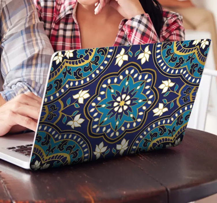 Vinilo para portátil mandala tonos azules - TenVinilo