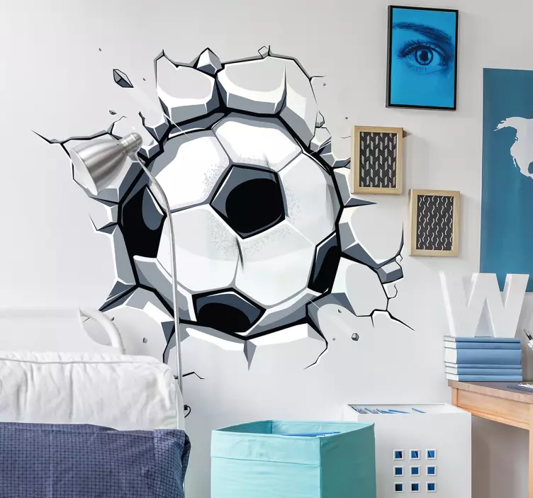 Vinilo decorativo infantil 3D pelota de fútbol - TenVinilo