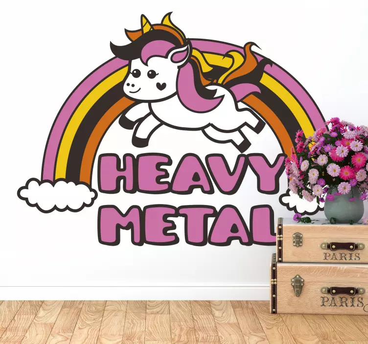 Vinilo adhesivo pared de unicornio heavy metal - TenVinilo