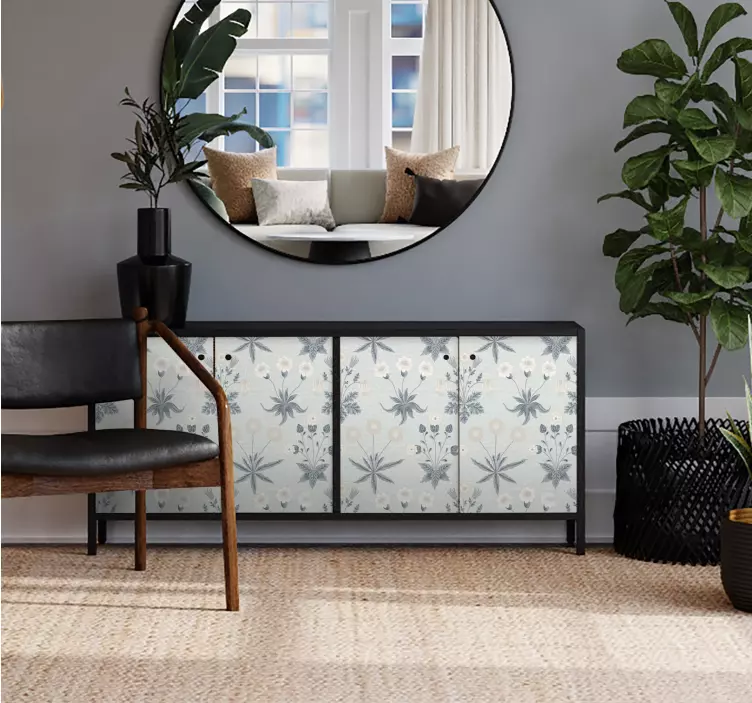 Vinilo para mueble patrón floral azul pastel - TenVinilo