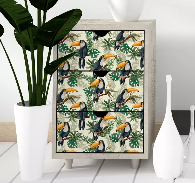 Vinilo decorativo para muebles tucanes de selva - TenVinilo