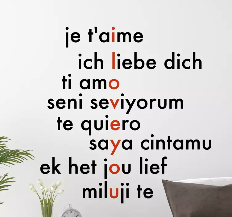 Sticker de amor Te amo en diferentes idiomas - TenVinilo