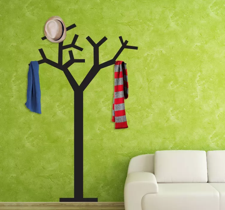 Vinilo árbol perchero pared - TenVinilo