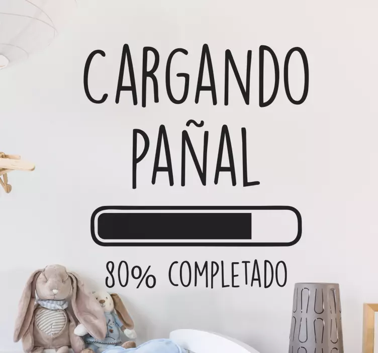 Vinilo bebés cargando pañal - TenVinilo