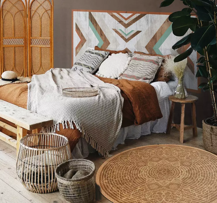 Vinilo cabecero diseño con patrones geométricos - TenVinilo