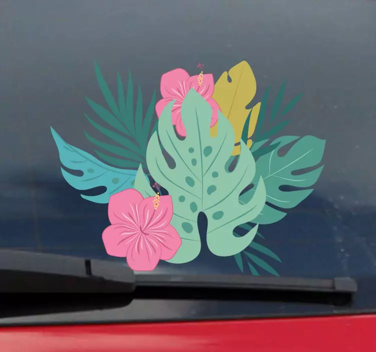 Pegatina coche flor hawaiana tonos pastel - TenVinilo