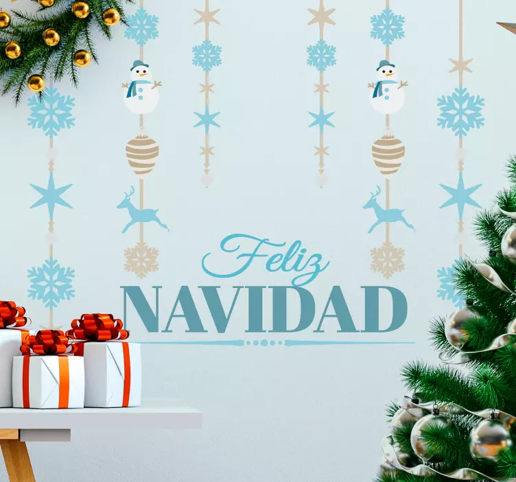 Vinilo colgantes navidad tonos azules - TenVinilo