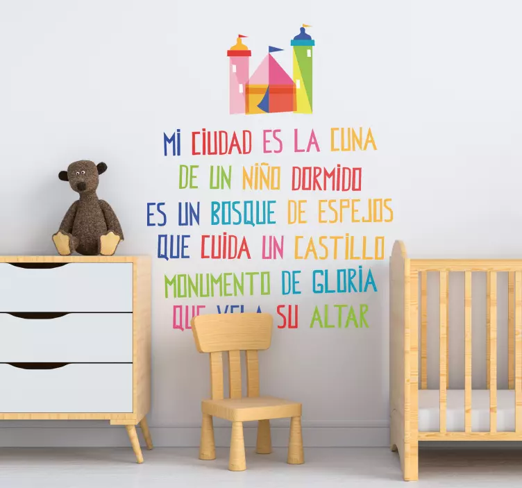 Vinilo colorido pared Mi ciudad - TenVinilo