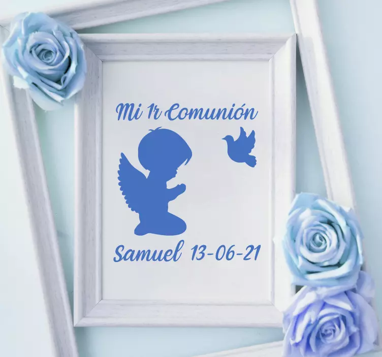 Pegatina comunión personalizable con nombre - TenVinilo