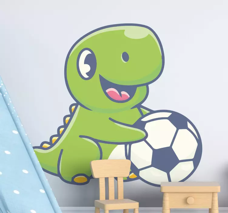 Vinilo dinosaurio T-Rex bebé con pelota - TenVinilo