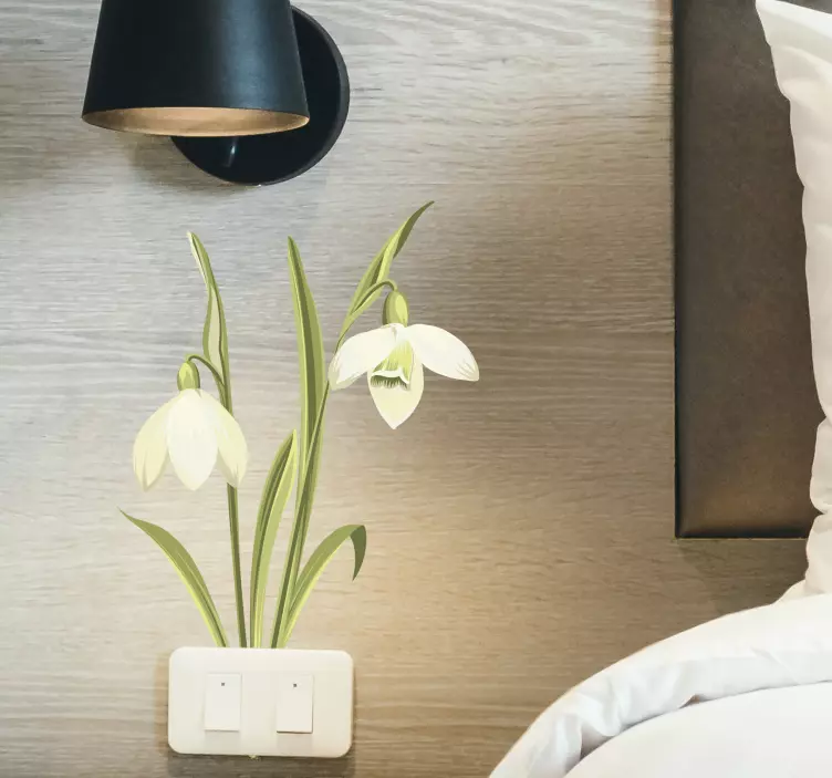 Vinilo flores Planta de campanilla blanca - TenVinilo