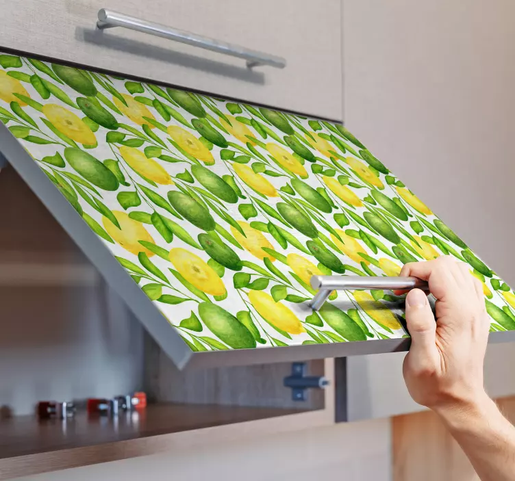 Vinilo para mueble diseño de patrón de cítricos - TenVinilo