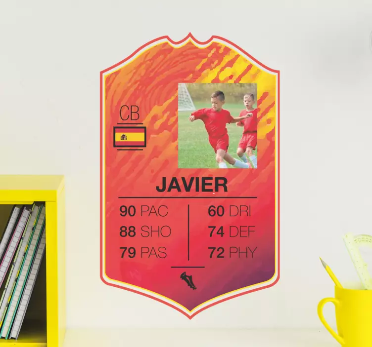 Vinilo fútbol personalizado carta jugador roja - TenVinilo