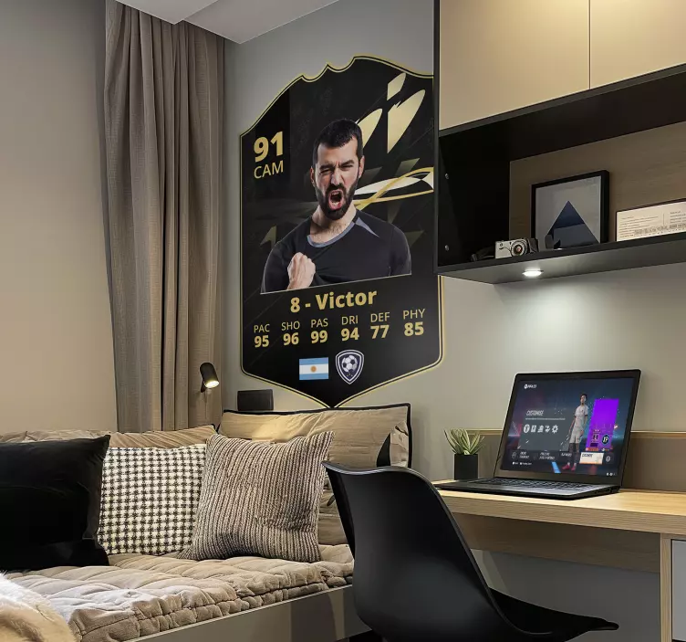 Vinilo fútbol tarjeta negra y dorada - TenVinilo