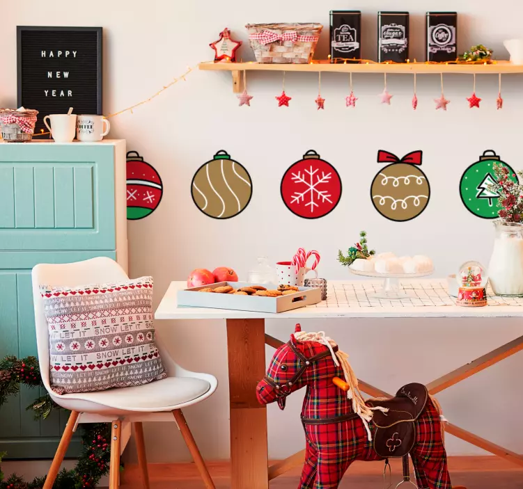 Pegatinas de navidad Establecer adornos navideños dibujo - TenVinilo