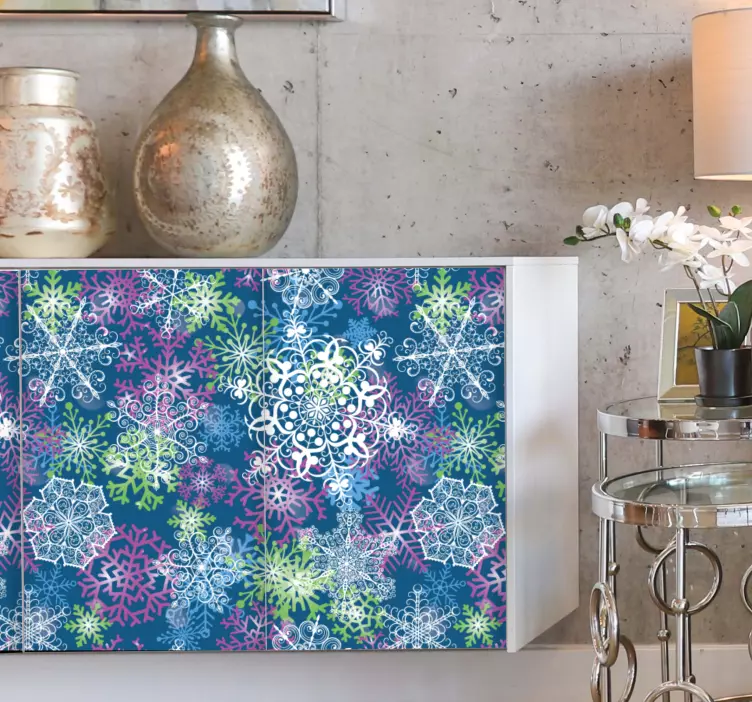 Pegatinas de navidad Iluminando los copos de nieve sobre fondo az - TenVinilo