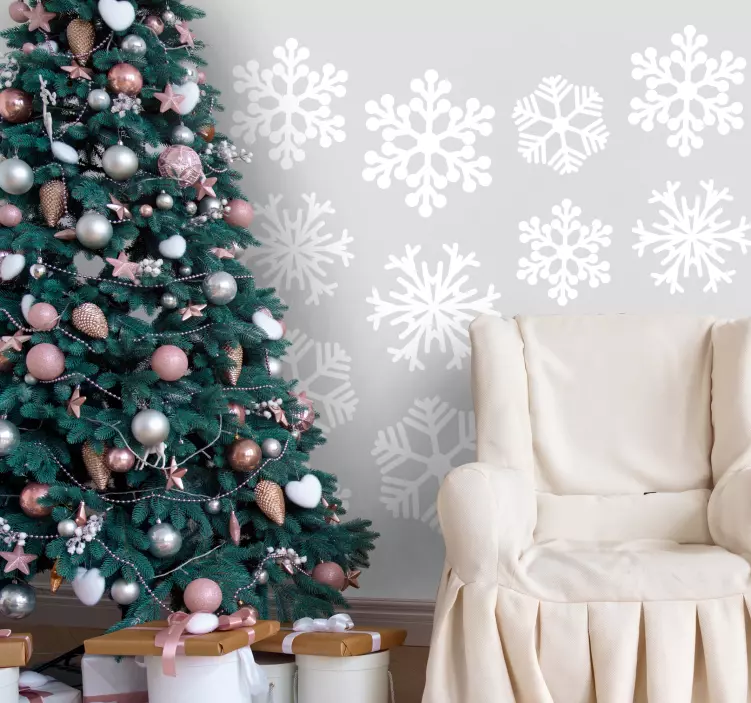 Pegatinas de navidad Pequeño paquete de copos de nieve monocolor - TenVinilo
