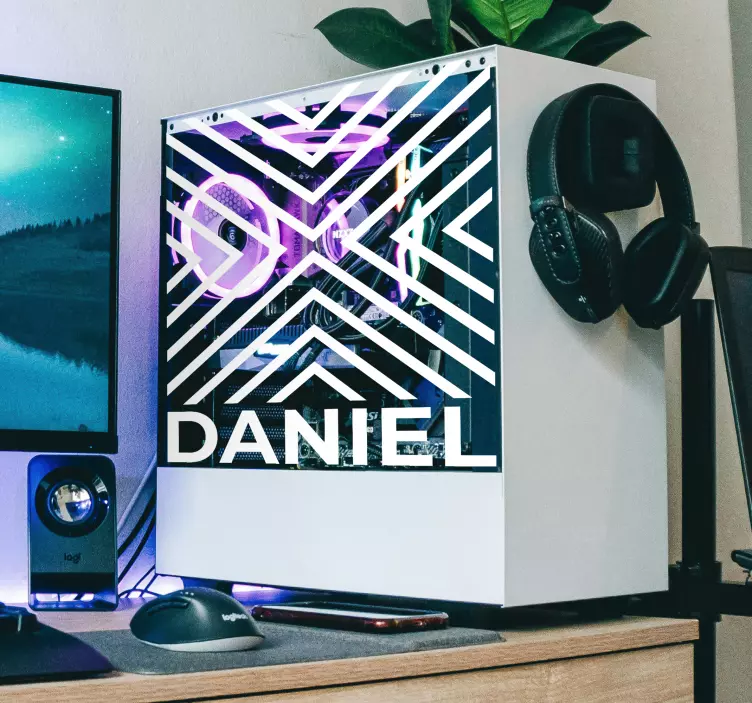 Vinilo videojuego líneas con nombre - TenVinilo