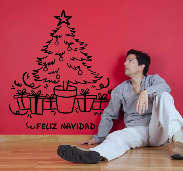Vinilo decoración árbol navidad - TenVinilo