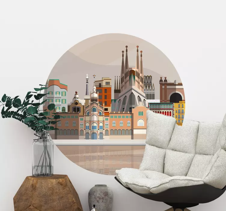 Vinilo Barcelona skylines ciudad  - TenVinilo