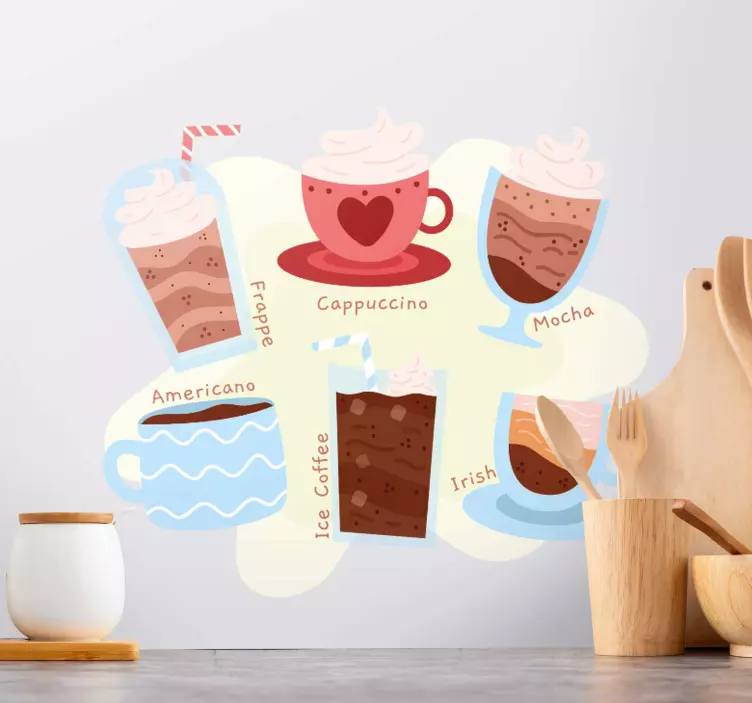 Vinilo bebida Tipos de tazas de cafe - TenVinilo