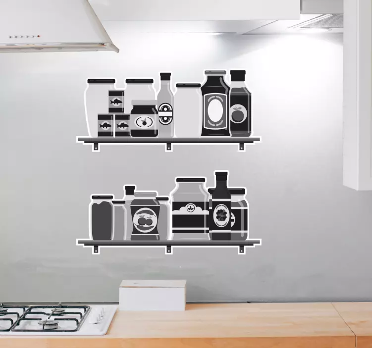 Vinilo cocina Estante decorativo con frascos - TenVinilo