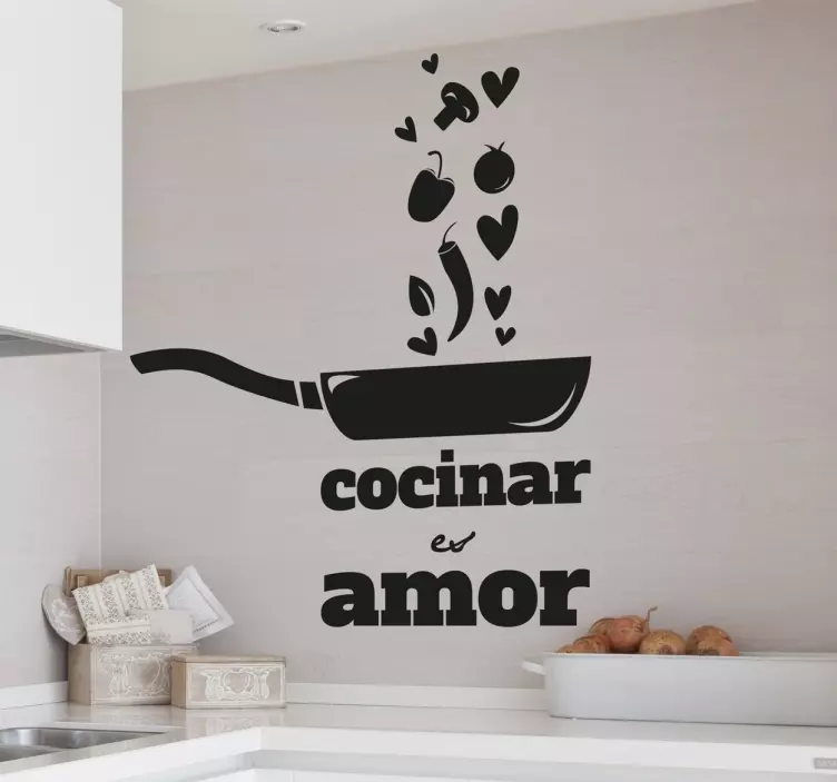 Vinilo decorativo cocinar es amar - TenVinilo