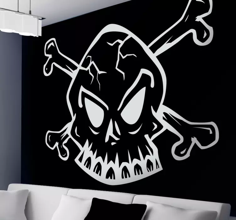 Vinilo decorativo dibujo calavera línea - TenVinilo