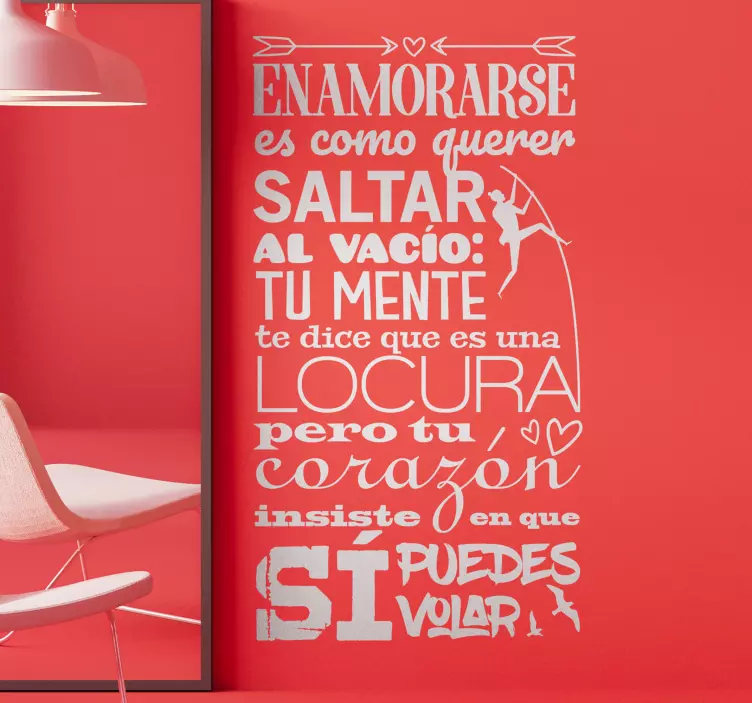Vinilo pared frase enamorarse es poder volar - TenVinilo