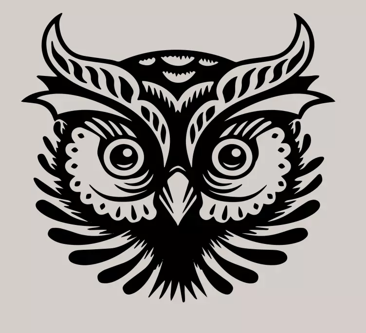 Vinilo habitación juvenil Linda ilustración de cara de búho azul - TenVinilo