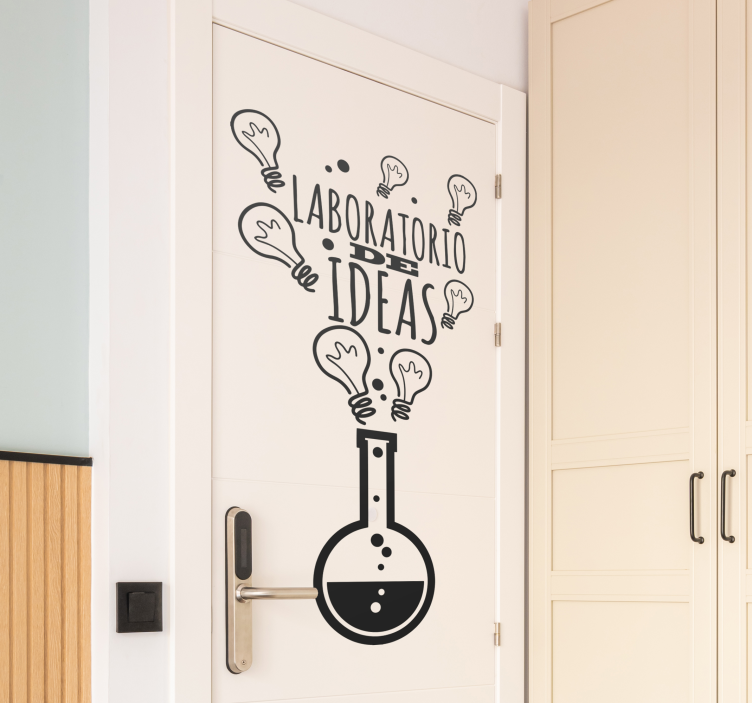 Vinilo para puerta laboratorio de ideas - TenVinilo