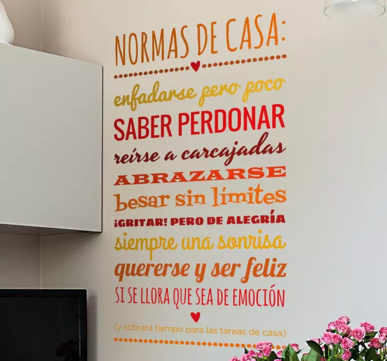 Vinilo decorativo normas casa color - TenVinilo
