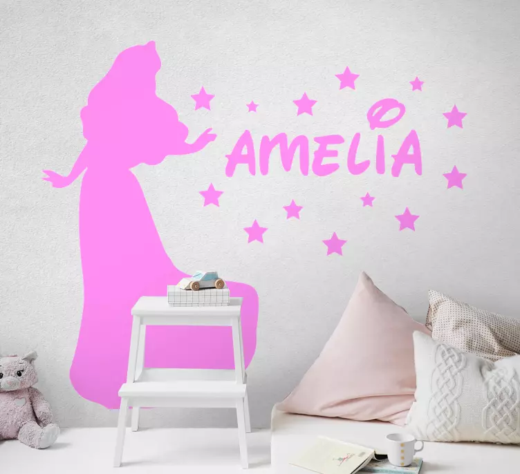 Vinilo personalizable Pequeña princesa con estrellas - TenVinilo